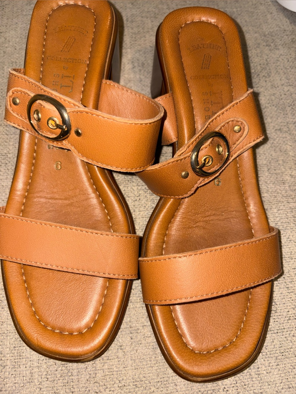 Italian Shoemakers Brown Block Heel Sandals Size 6